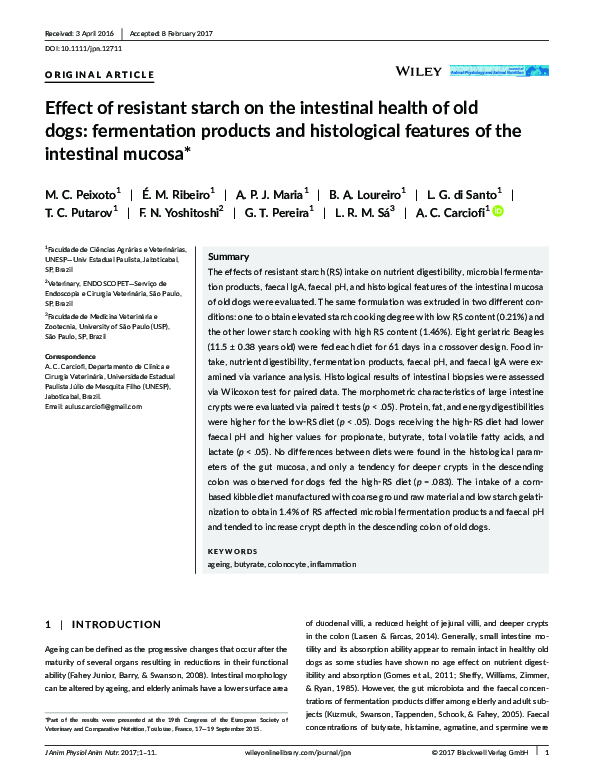 (PDF) Effect of resistant starch on the intestinal health of old dogs ...
