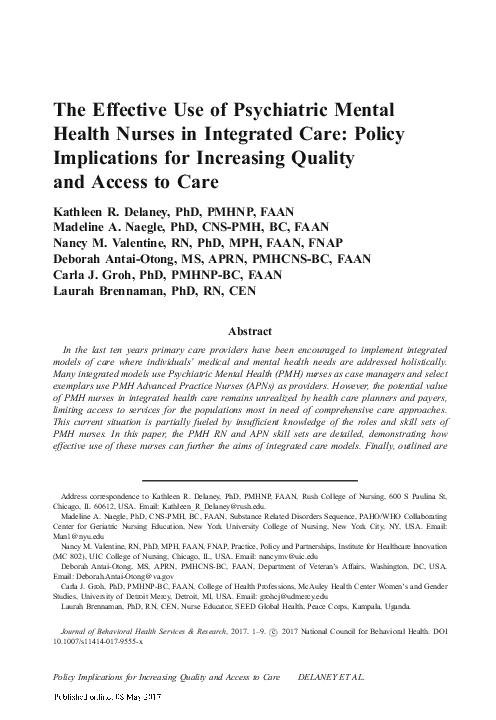 (PDF) The Effective Use of Psychiatric Mental Health Nurses in ...
