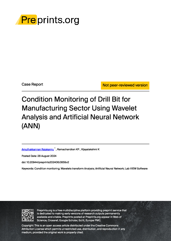 (PDF) Condition Monitoring of Drill Bit for Manufacturing Sector Using