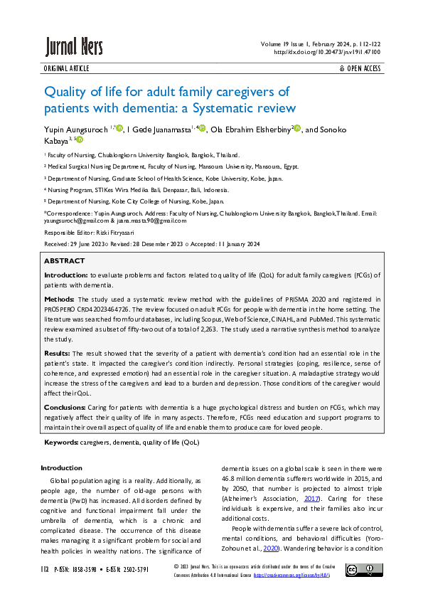 (PDF) Quality of life for adult family caregivers of patients with ...