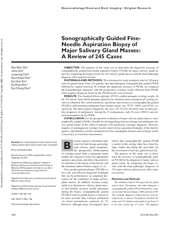 (PDF) Sonographically Guided Fine-Needle Aspiration Biopsy of Major ...