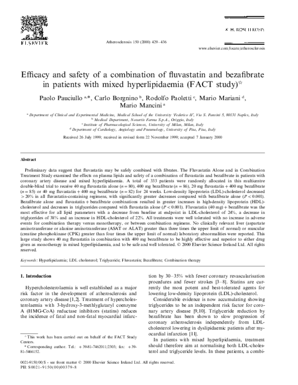 (PDF) Efficacy and safety of a combination of fluvastatin and ...