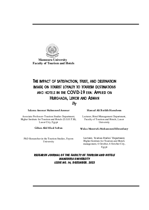 (PDF) The Impact of Satisfaction, Trust, and Destination Image on ...
