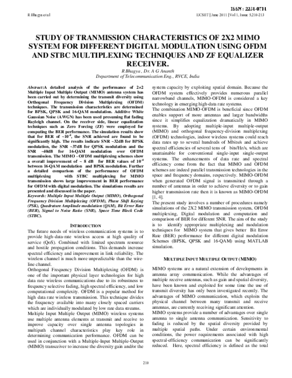 (PDF) STUDY OF TRANMISSION CHARACTERISTICS OF 2X2 MIMO SYSTEM FOR ...