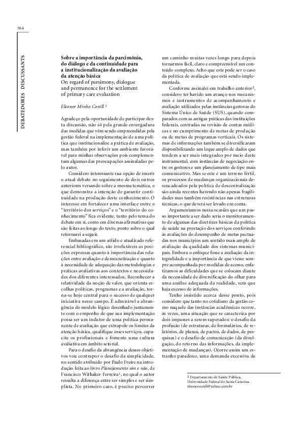 (PDF) Sobre a importância da parcimônia, do diálogo e da continuidade ...