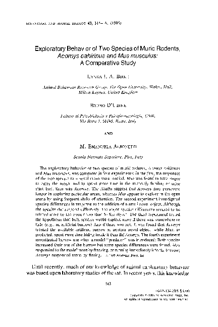 (PDF) Exploratory behavior of two species of murid rodents, Acomys ...