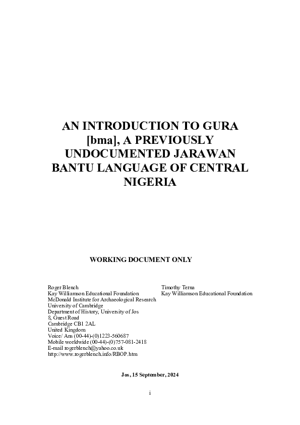 (PDF) AN INTRODUCTION TO GURA [bma], A PREVIOUSLY UNDOCUMENTED JARAWAN ...