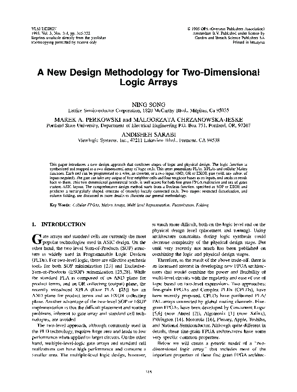 (PDF) A New Design Methodology for Two-Dimensional Logic Arrays