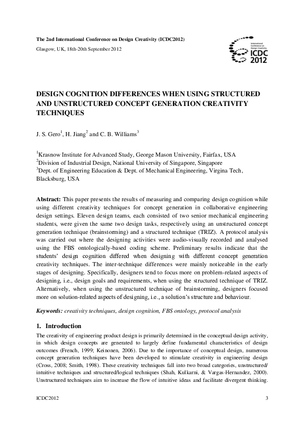(PDF) Design Cognition Differences When Using Structured and ...