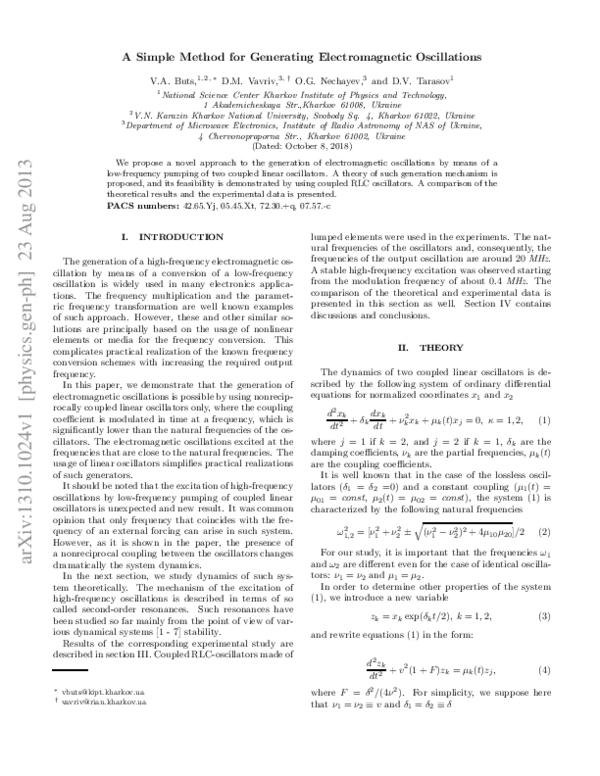(PDF) A Simple Method for Generating Electromagnetic Oscillations