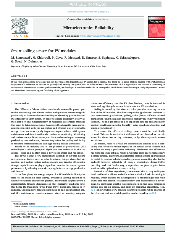 (PDF) Smart soiling sensor for PV modules