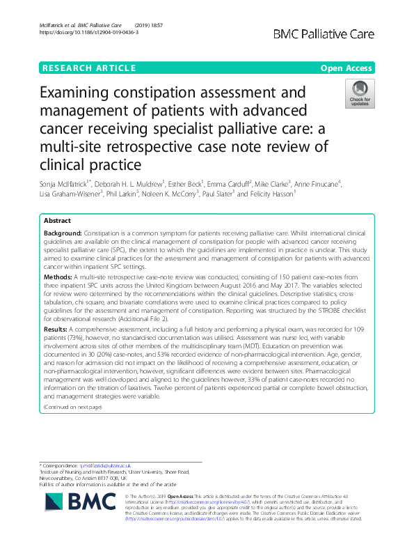 (PDF) Examining constipation assessment and management of patients with ...