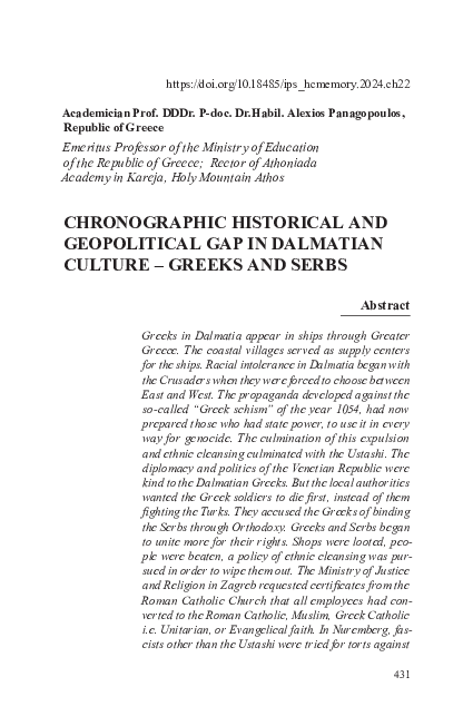 (PDF) Chronographic Historical and Geopolitical Gap in Dalmatian ...