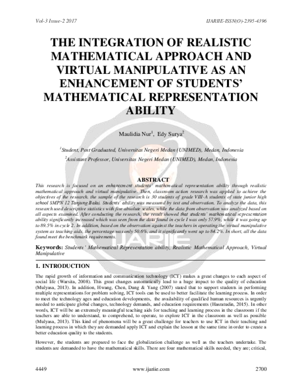 (PDF) The Integration Of Realistic Mathematical Approach And Virtual ...