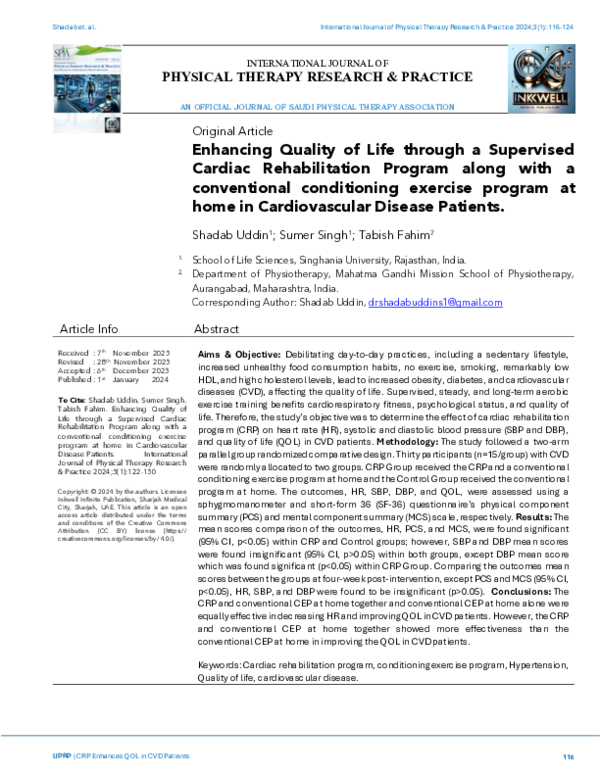 (PDF) Enhancing Quality of Life through a Supervised Cardiac ...