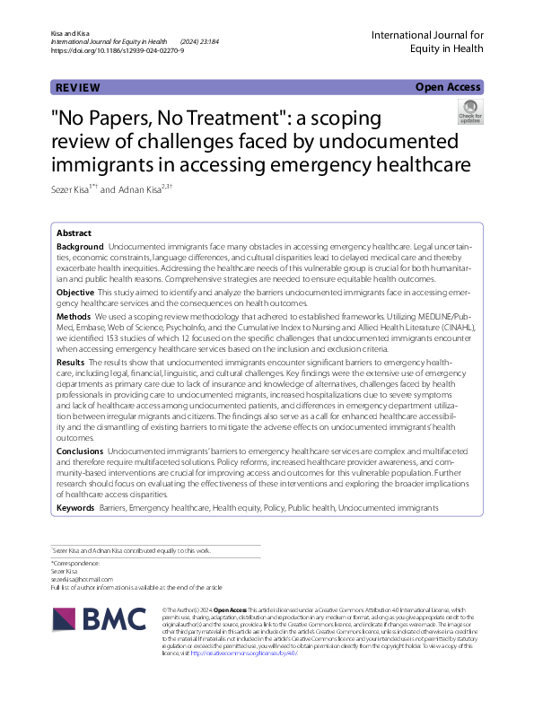 PDF) &ldquo;No Papers, No Treatment&rdquo;: a scoping review of challenges 
