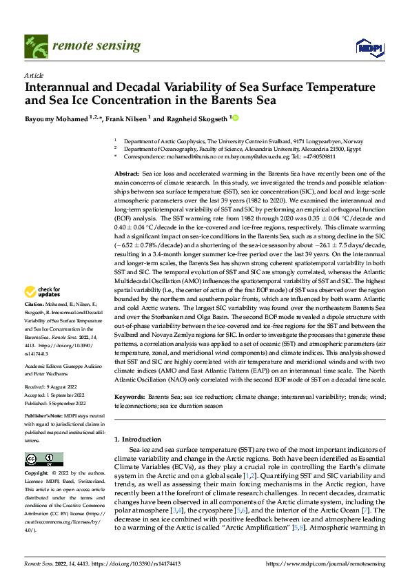 (PDF) Interannual and Decadal Variability of Sea Surface Temperature ...