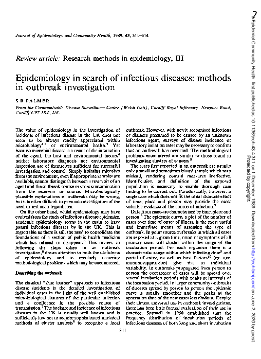 (PDF) Epidemiology in search of infectious diseases: methods in ...