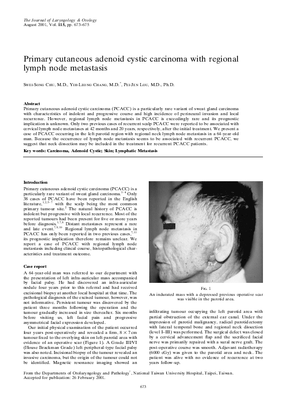 (PDF) Primary Cutaneous Adenoid Cystic Carcinoma With Lymph Node Metastasis