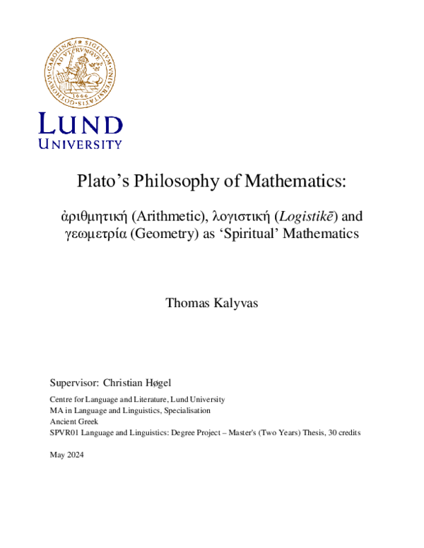 (PDF) Plato's Philosophy of Mathematics: ἀριθμητική (Arithmetic ...