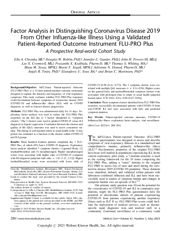 (PDF) Factor Analysis in Distinguishing Coronavirus Disease 2019 From ...