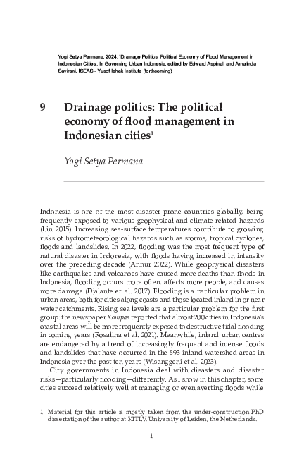 (PDF) Drainage politics: The political economy of flood management in ...