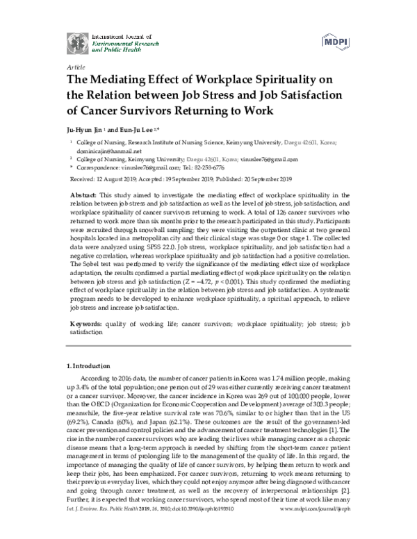 (PDF) The Mediating Effect of Workplace Spirituality on the Relation ...
