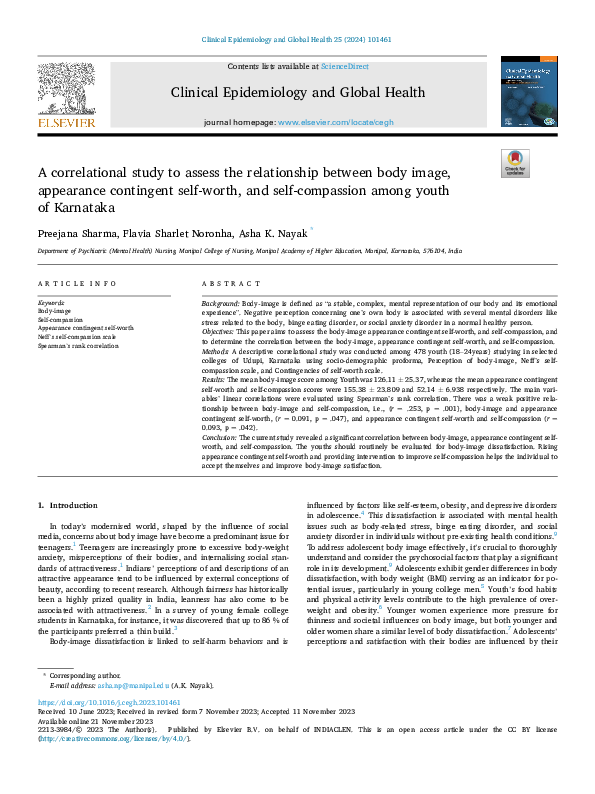 (PDF) A correlational study to assess the relationship between body ...