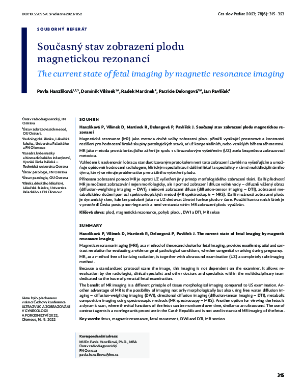 (PDF) The current state of fetal imaging by magnetic resonance imaging