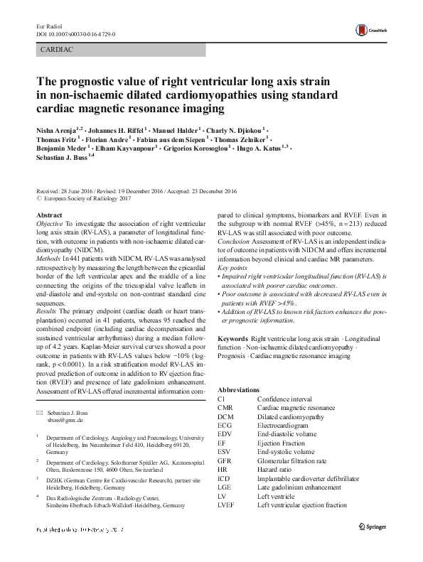 (PDF) The prognostic value of right ventricular long axis strain in non ...
