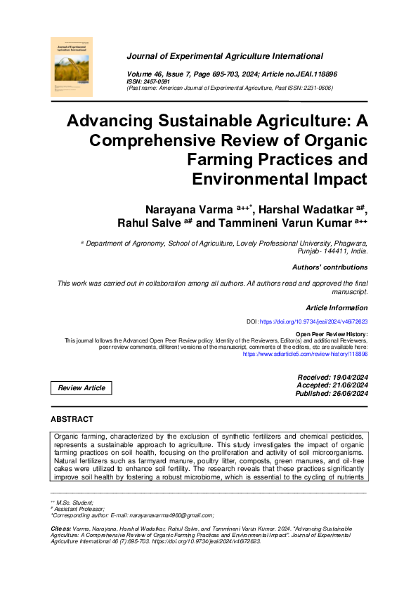 (PDF) Advancing Sustainable Agriculture: A Comprehensive Review of ...