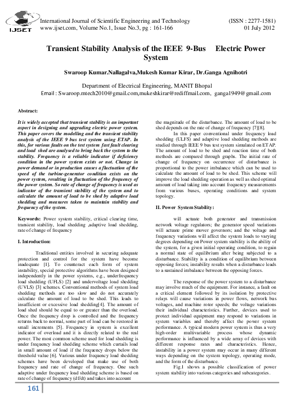 (PDF) Transient Stability Analysis of the IEEE 9-Bus Electric Power System