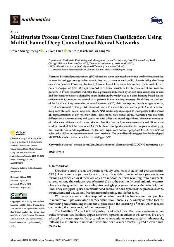 (PDF) Multivariate Process Control Chart Pattern Classification Using ...