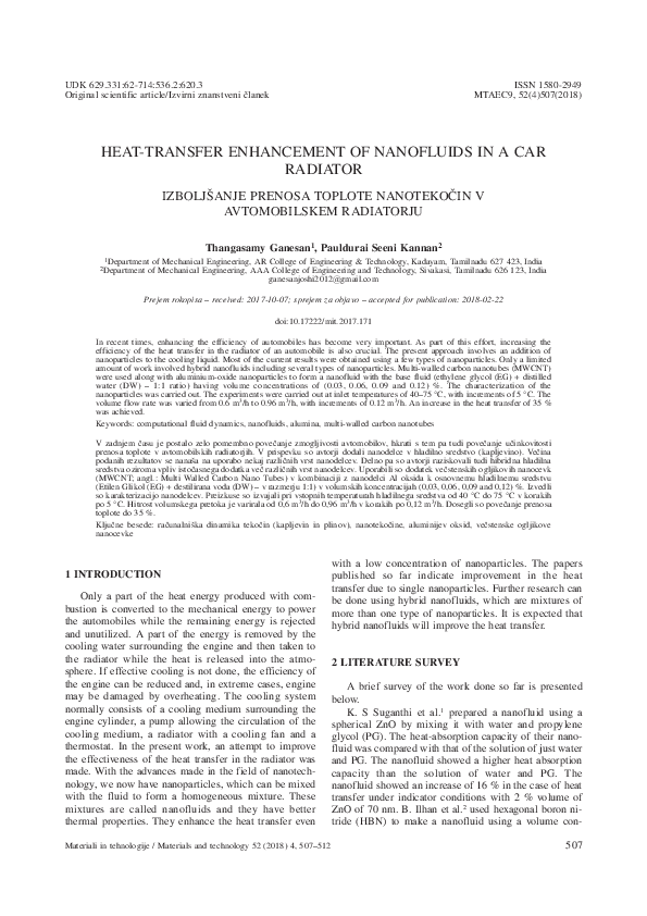 (PDF) Heat-transfer enhancement of nanofluids in a car radiator