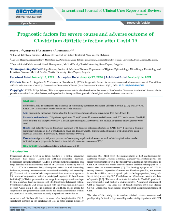 (PDF) Prognostic factors for severe course and adverse outcome of ...