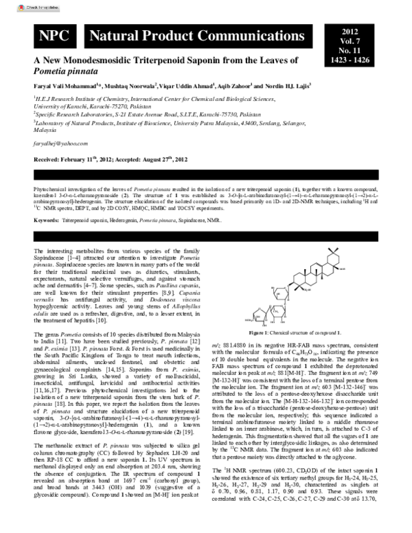(PDF) A New Monodesmosidic Triterpenoid Saponin from the Seeds of Vigna ...
