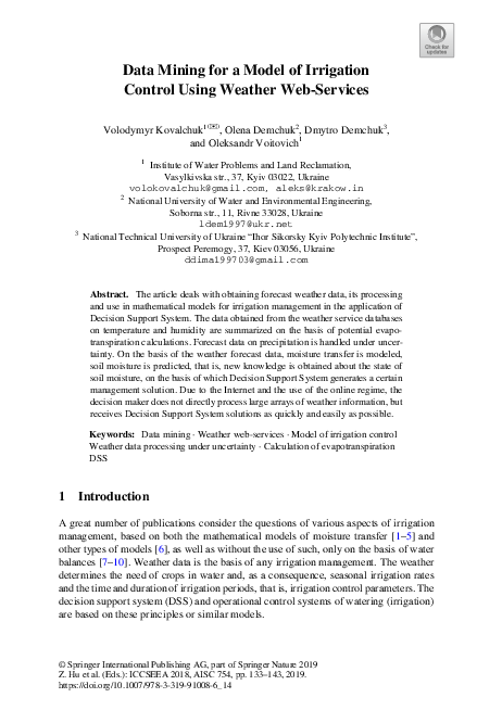 (PDF) Data Mining for a Model of Irrigation Control Using Weather Web ...