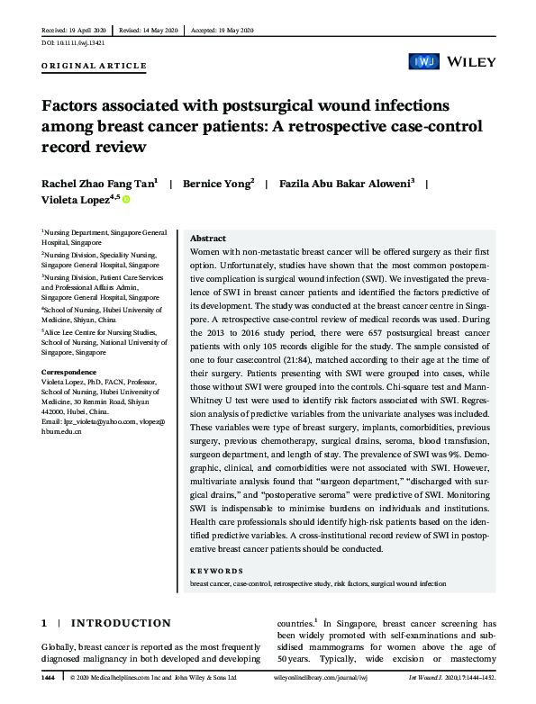 (PDF) Factors associated with postsurgical wound infections among ...