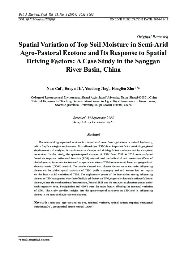(PDF) Spatial Variation of Top Soil Moisture in Semi-Arid Agro-Pastoral ...