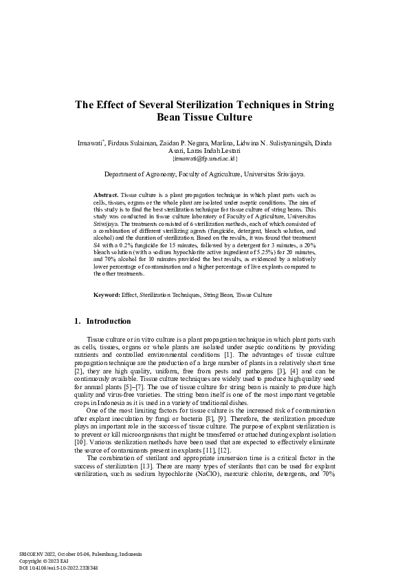 (PDF) The Effect of Several Sterilization Techniques in String Bean ...