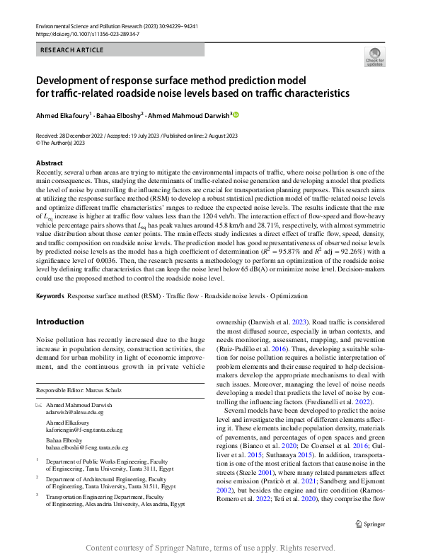 (PDF) Development of response surface method prediction model for ...