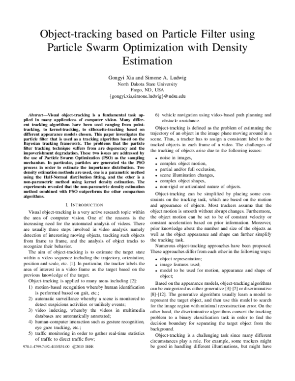 (PDF) Object-tracking based on particle filter using particle swarm ...