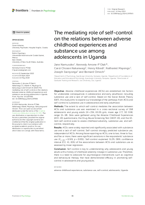 (PDF) The mediating role of self-control on the relations between ...