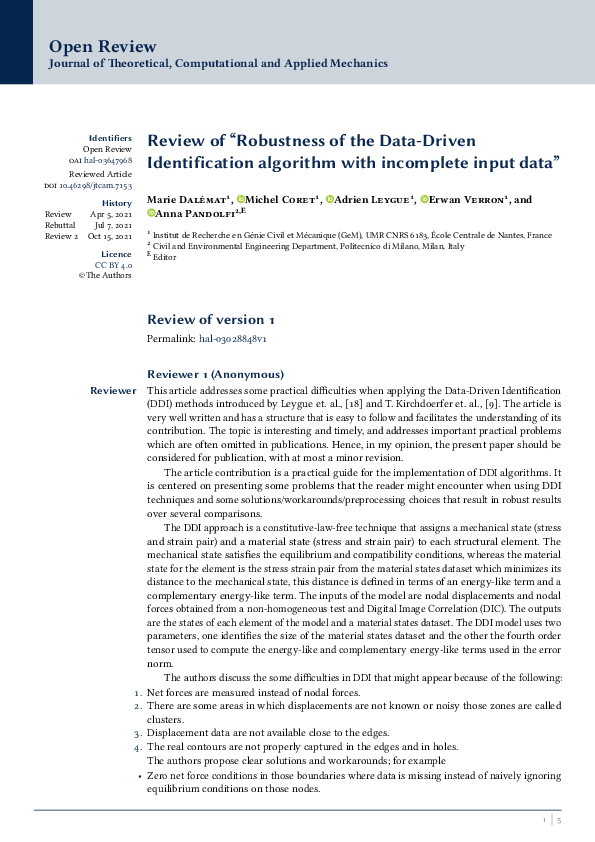(PDF) Review of ``Robustness of the Data-Driven Identification ...