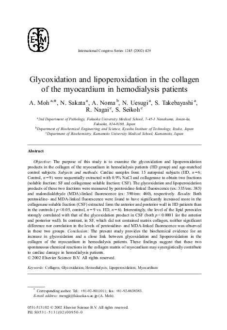 (PDF) Glycoxidation and lipoperoxidation in the collagen of the ...