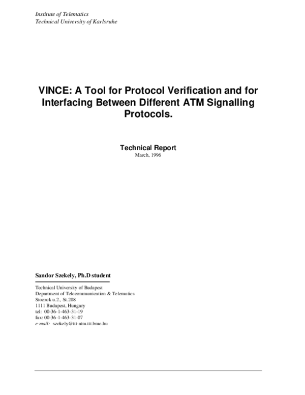 (PDF) VINCE: A Tool for Protocol Verification and for Interfacing ...
