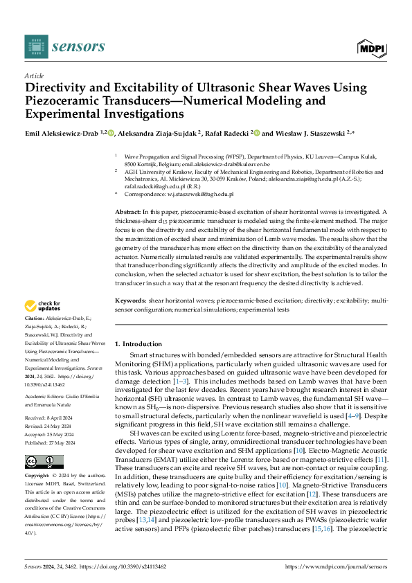 (PDF) Directivity and Excitability of Ultrasonic Shear Waves Using ...
