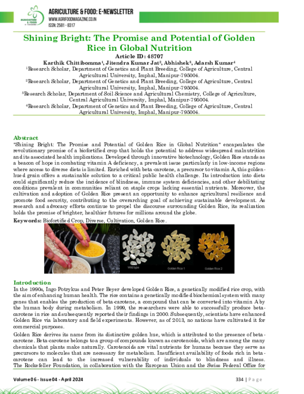 (PDF) Shining Bright: The Promise and Potential of Golden Rice in ...