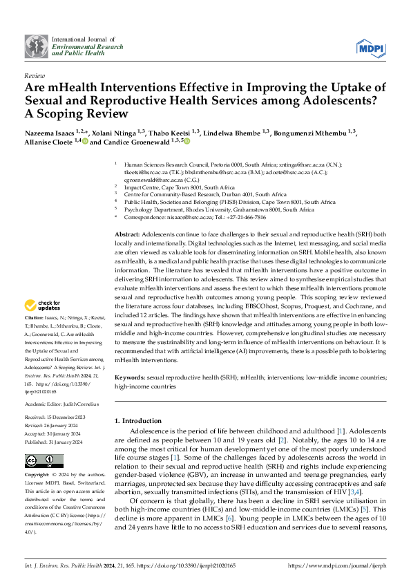 (PDF) Are mHealth Interventions Effective in Improving the Uptake of ...