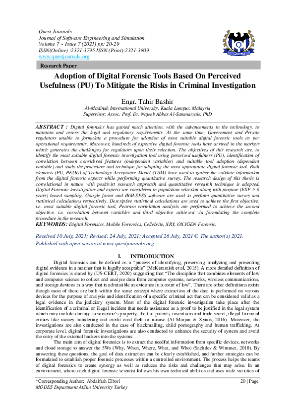 (PDF) Adoption of Digital Forensic Tools Based On Perceived Usefulness ...